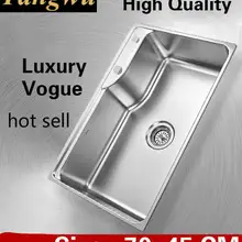 Квартира Роскошные мыть овощи Кухня один корыто раковина прочный 304 нержавеющая сталь 700x450 мм