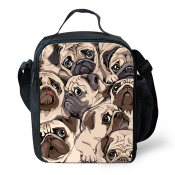 

2020 Bulldog Pug Dog 3D Printing Insulated Cooler Bag For Food Thermal Lunch Box Children Lunch Bags Reusable Lunch Case