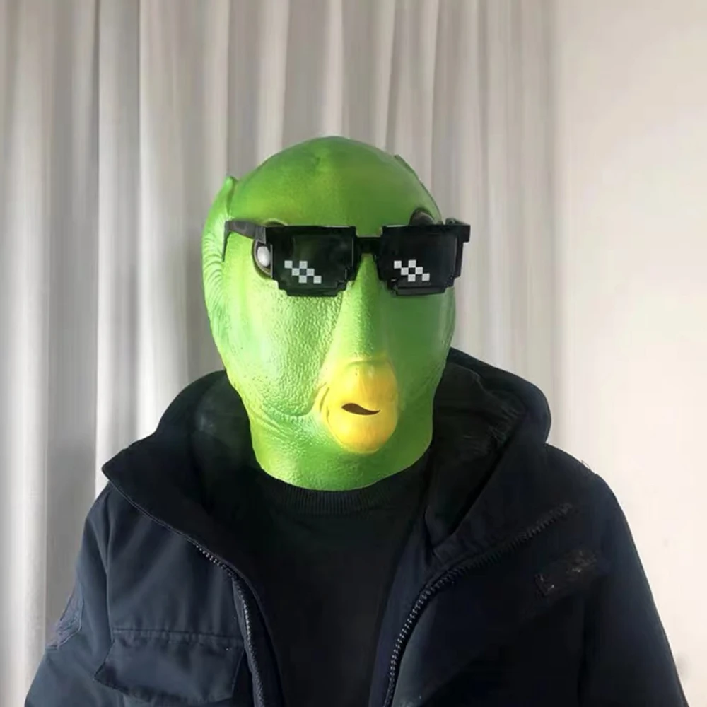 Ugly Green Fish Head Latex Headgear Cosplay Funny Alien Mask For Carnival Birthday Party Anime Halloween Children Horror Gift | Дом и сад