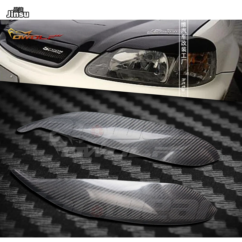 

Sport Style For Honda Civic EK9 1996 1997 1998 Carbon Fiber Wide Body Headlight Eyebrow CF Bumper Eyelid Auto Body Kit eyebrows