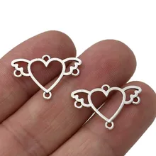 

20Pcs Antique Silver Plated Heart Wing 1-3Charm Connectors Jewelry Making Earrings Accessories DIY Handmade Craft 16x24mm