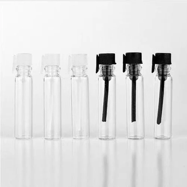 100pcs 5ml Transparent Clear Small Glass Vials Bottles Containers With  Black Cap Liquid Sampling Sample Glass Bottles - AliExpress