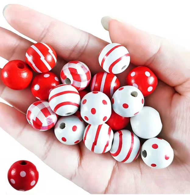 Wooden Jewelry Accessories, Wooden Beads Jewelry, Painted Red Beads