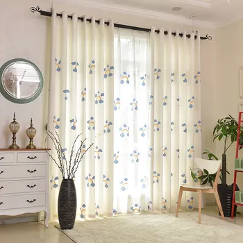 

Cartoon Rainbow Clouds Embroidered Shading Curtains for Living Dining Room Bedroom.
