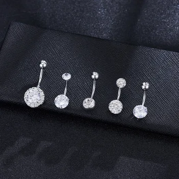 

5pcs Stainless Steel Shiny Cubic Zirconia Belly Button Rings Cute Navel Rings Body Piercing Jewelry for Women