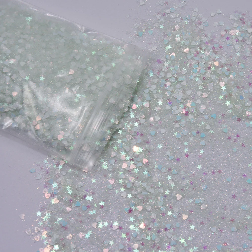 50g/bag Holographic Nail Glitter Powder Nail Art Pigment DIY Flake Mix Multi-Shaped Nail Art Decoration Dust Gel Manicure Squins