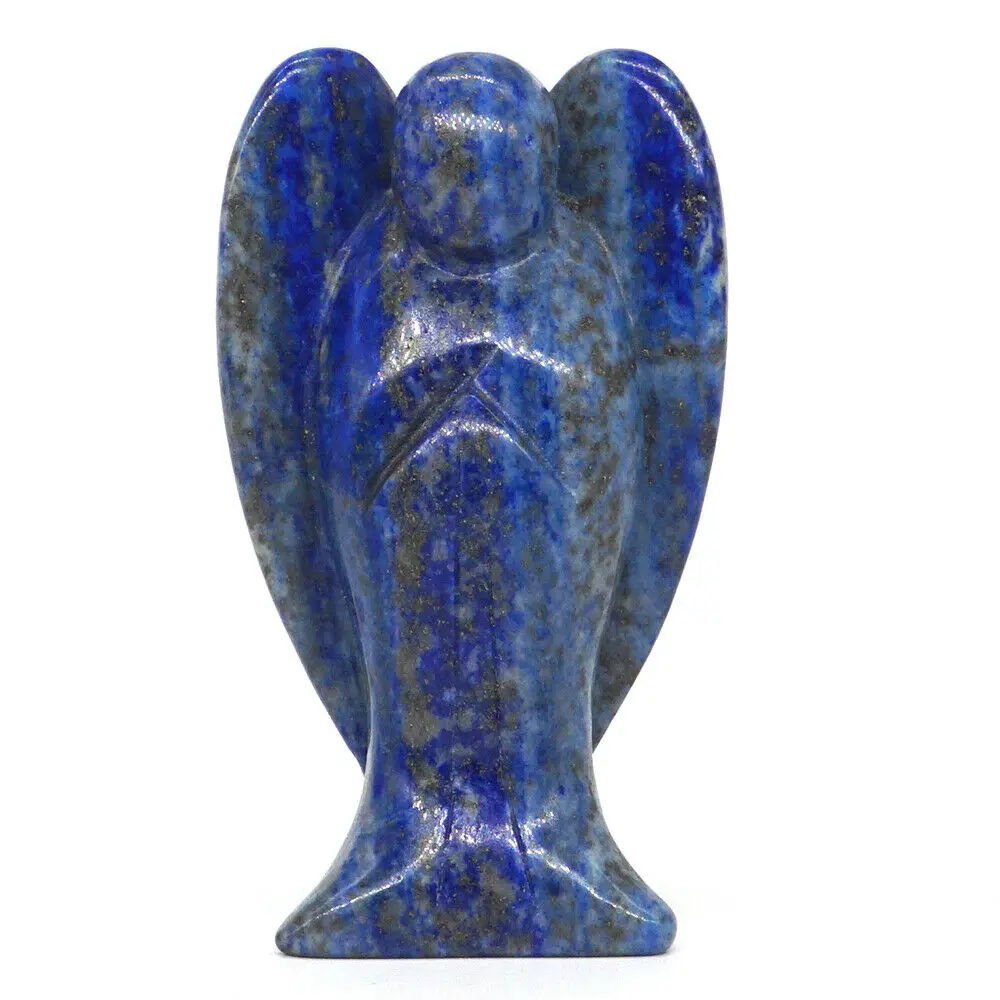 

3" Angel Figurine Natural Lapis Lazuli Carved Crystal Reiki Healing Stone Lucky Crafts Home Room Desk Decoration Gift 1pc