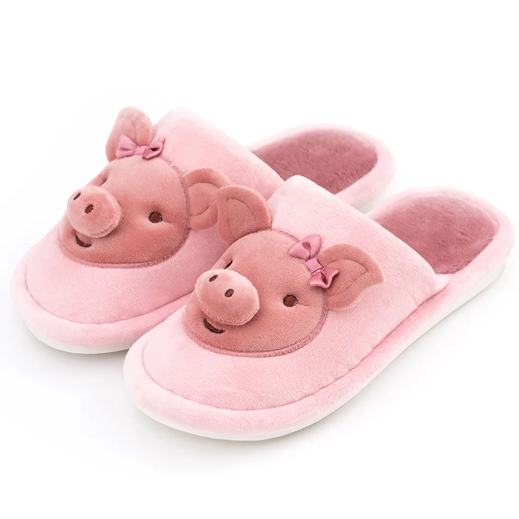 Home Shoes Men Slippers Home Slippers Women's Mens Couples Warm Cartoon Pig Non-slip Floor Home Slippers Indoor Shoes Chinelo