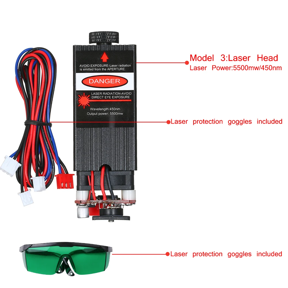 

Hot Laser Module 500mw/ 2500mw/5500mw Laser Head Focusable for CNC Engraving/ Laser Engraving