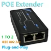 Extensor POE de 1 a 2 puertos, 10/100Mbps con entrada/salida estándar IEEE 802.3af para cámara IP, extensor de 100 metros para rango POE ► Foto 1/6