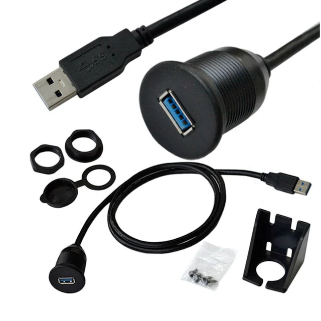 3.5mm USB Panel Mount Adapter - Car Dashboard Flush Mount Extension Cable