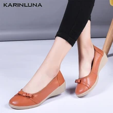 KARINLUNA/Новые брендовые водонепроницаемые мокасины из натуральной кожи размера плюс 45, много цветов Весенняя повседневная женская обувь для медсестры женская обувь на плоской подошве