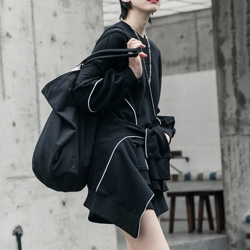 

XUXI Spring Autumn 2020 Long Leg Short Pants Simple Suit Three Piece New Collar Round Loose Black Women Fashion Tide FZ0676