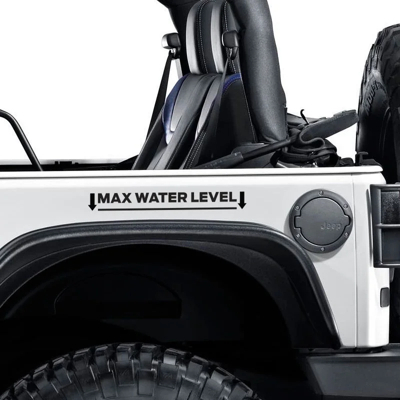 For(2) 9" Max Water Level Vinyl Decal Sticker for Jeep Wrangler 4x4 Trucks Off Road