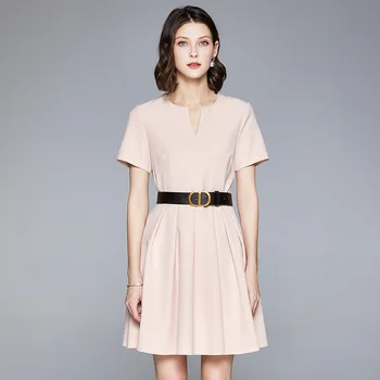 

women fragrance black apricot v neck a line pleated dresses 2020 summer long casual sexy office work beach plus size dress