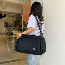 Большая Вместительная дорожная сумка с сумкой для обуви, Мужская многофункциональная Водонепроницаемая оксфордская сумка для ручной клади, черная Дорожная сумка на плечо