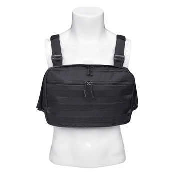 

Black Men Chest Bag Adjustable Tactical Rig Hip Hop Streetwear Bags High Strength Oxford Functional Kanye West Waist Packs 505