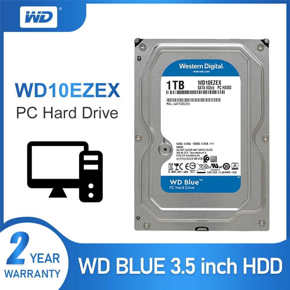 resterende trone får WD Blue 1TB 3.5" Desktop HDD SATA 6 GB/s Internal hard disk 64M 7200PPM hard  drive Desktop hdd for PC WD10EZEX