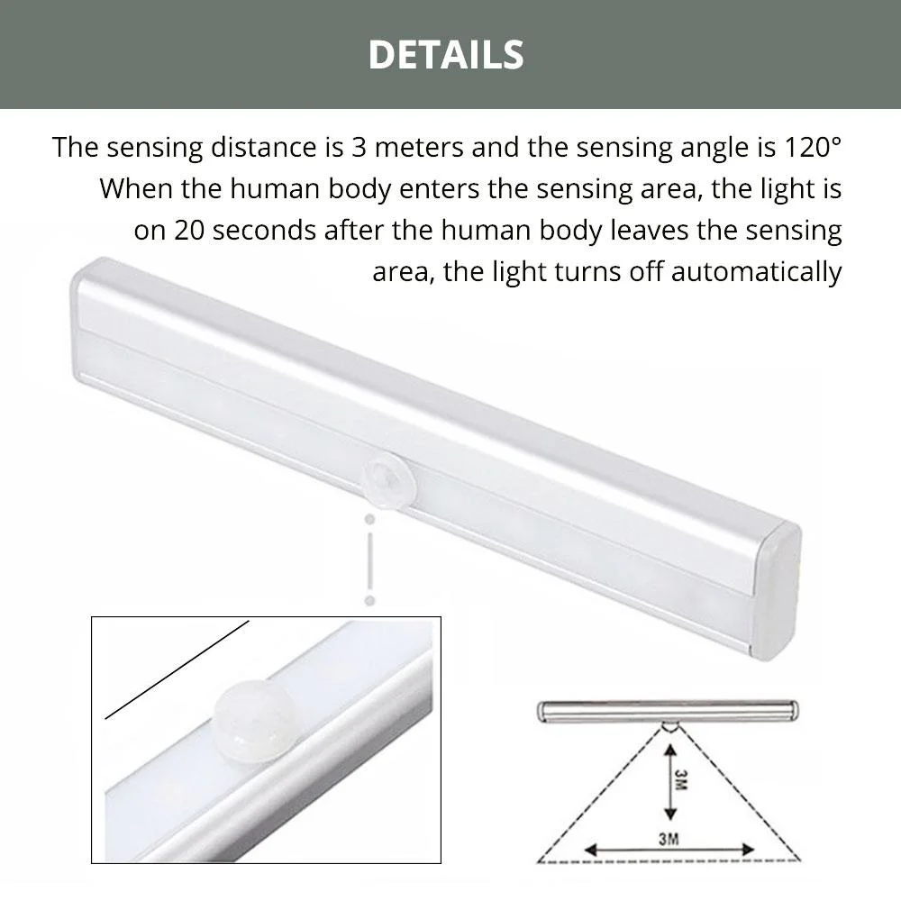 6/10LED PIR Motion Sensor Lamp Cupboard Wardrobe Bed Lamp Under Cabinet Night Light Smart Light Perception For Closet Stairs Led best night light