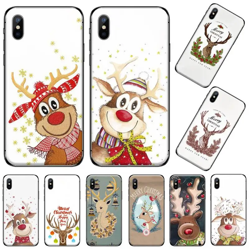 

Merry Christmas Elk Series Phone Case for iPhone 11 12 pro XS MAX 8 7 6 6S Plus X 5S SE 2020 XR coque shell soft shell