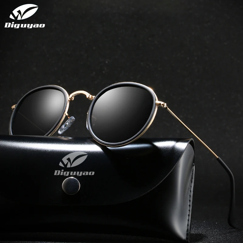 

DIGUYAO New Arrival Metal Steampunk Sunglasses Polarized Mirror Round Sunglasses Men Women Polarized Driving Glasses UV400