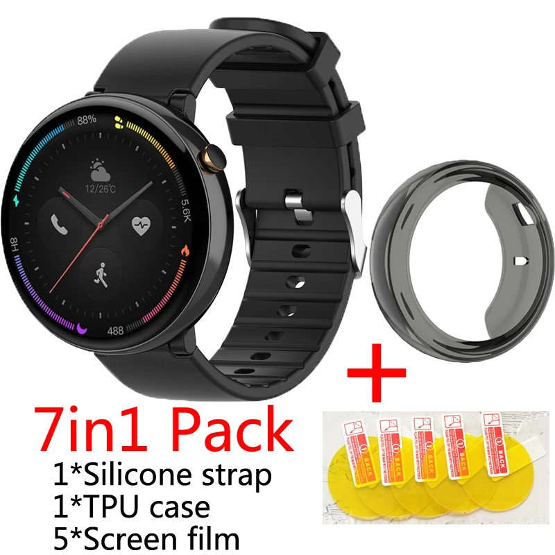 7в1 для Xiaomi Huami Amazfit Watch 2/ Verge 2 A1807 ремешок силиконовый спортивный браслет + ТПУ чехол