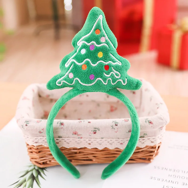 Детская Рождественская повязка на голову для взрослых, костюм для нарядной вечеринки, Санта-Клаус, лося, Пушистый Плюшевый обруч для волос, рождественские вечерние подарки - Цвет: Green