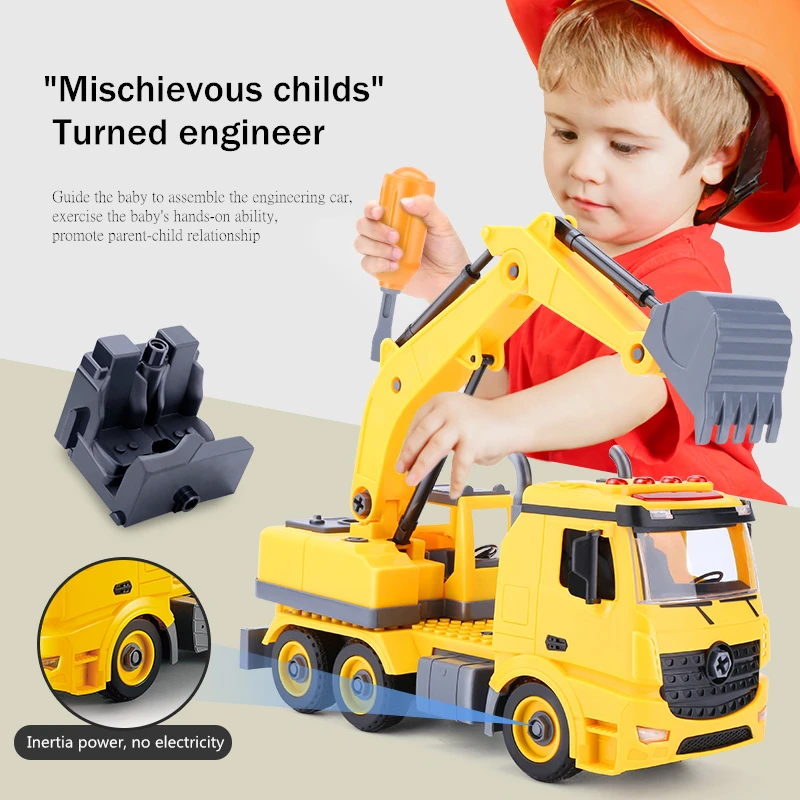 

Detachable engineering car toy children unscrew assemble inertia large puzzle car boy set