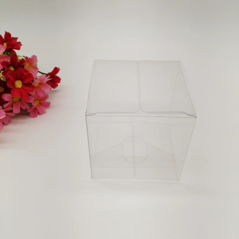 100pcs Square Plastic Box PVC Clear Transparent Box for Cake Candy Christmas Gift Birthday Wedding Jewelry Packaging Storage Box