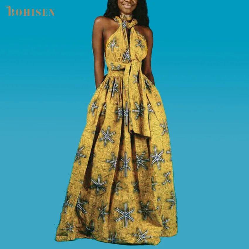

BOHISEN Dashiki African Dresses For Women Bazin Ankara Dresses Skirts Floral Print Plus Size Afriacn Print Clothes For Women
