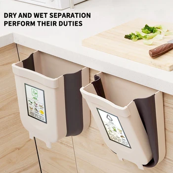 

Folding Waste Bin Kitchen Waste Bin Plastic Trash Can Garbage Storage Bins Flip High Capacity Dustbin Sundries Box in The Car