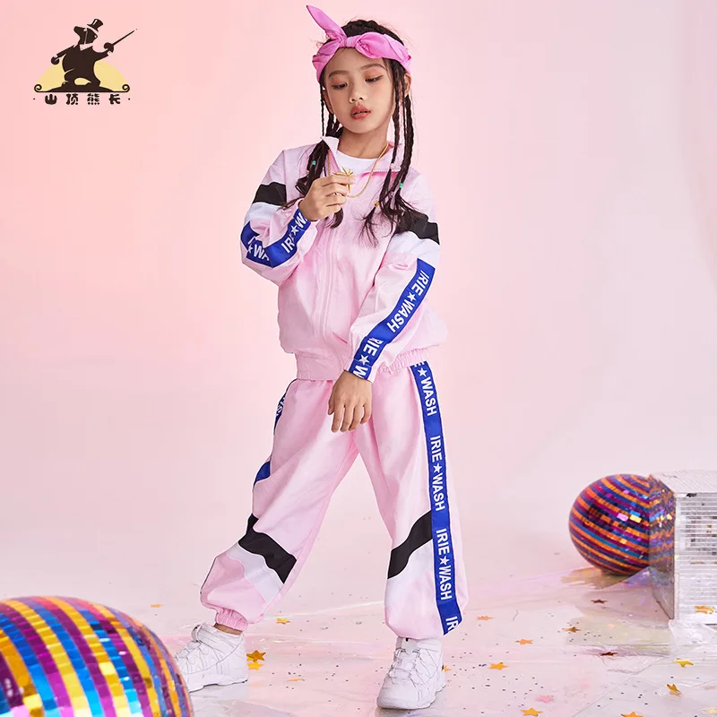 

Set Girls Children Hip Hop Jazz Costumes Korean-style Hip Hop Dancing Dress Modern Loose Tops Women's Costume