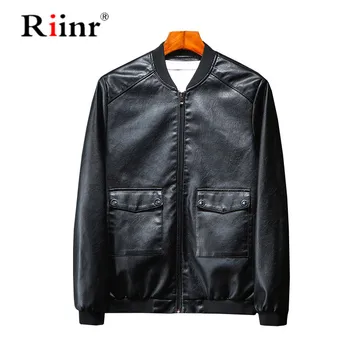 

Riinr 2019 New Arrival Men Motorcycle PU Leather Jacket Fashion Autumn Winter Warm Coat Man Brand Clothes 4XL