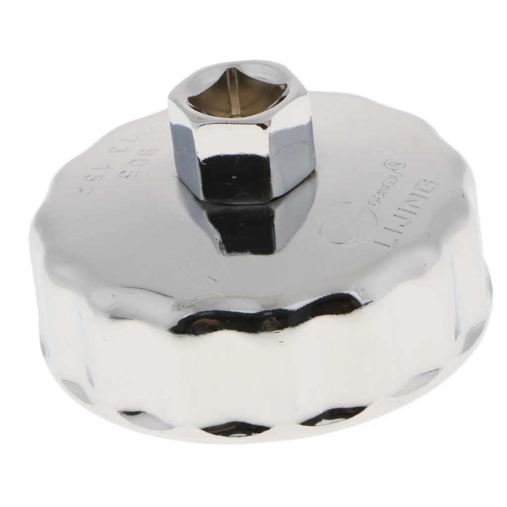 Oil Filter Cup Wrench Housing Tool Remover Cap Oil Grid, Dia 73mm,14 Flutes, Steel and Chrome Plated, for Toyota