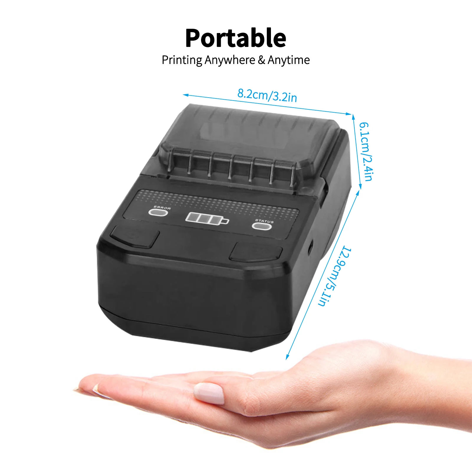 Portable 58mm Thermal Receipt Printer Wireless BT Mini Bill Ticket POS Mobile Printer with Rechargeable Battery Support ESC/POS mini handheld printer