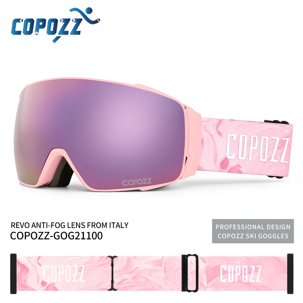 Copozz Magnetic Polarized Ski Goggles Anti-Fog Winter Double-Layers UV400 Protection Men Ski Glasses Eyewear with Lens Case Set