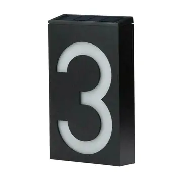 

House Doorplate Solar Energy LED Number Sign Light House Hotel Door Address Digits Plate Plaque Wall Mount Villa decorative lamp