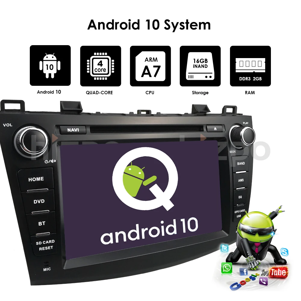 para Mazda 3 Maxx Axela Android Dvd Gps Rádio Estéreo 4g 64g Wi-fi Mapa Grátis Quad Core 2 Din Carro Player Multimídia 2004-2020 10 14 Cheap Reprodutor multimídia automotivo