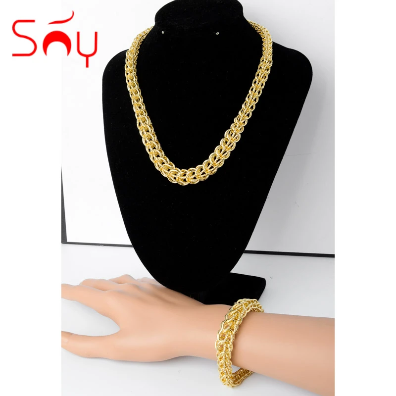 Sunny Jewelry New Copper Chains Sets Wide Necklace Bracelet Link Chain Gold Planted For Women Man Punk Casual Hip Hop Gift Jewelry Sets Aliexpress