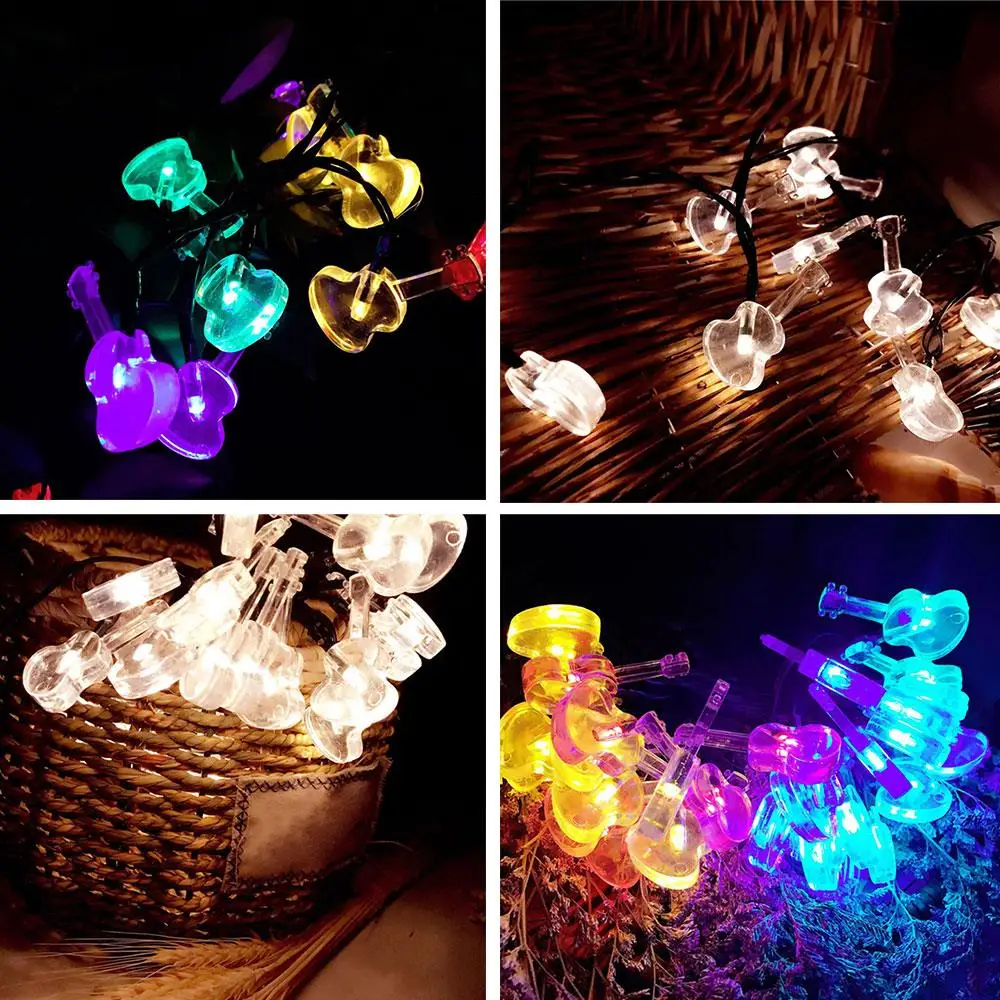 

LED Light String Solar Powered Violin Shape Fairy Lights Festival Decorations
