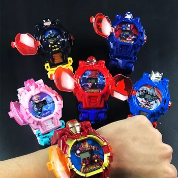 

Explosion Model Best Selling Spider-Man Robot Robot Electronic Deformation Watch Toy with Light