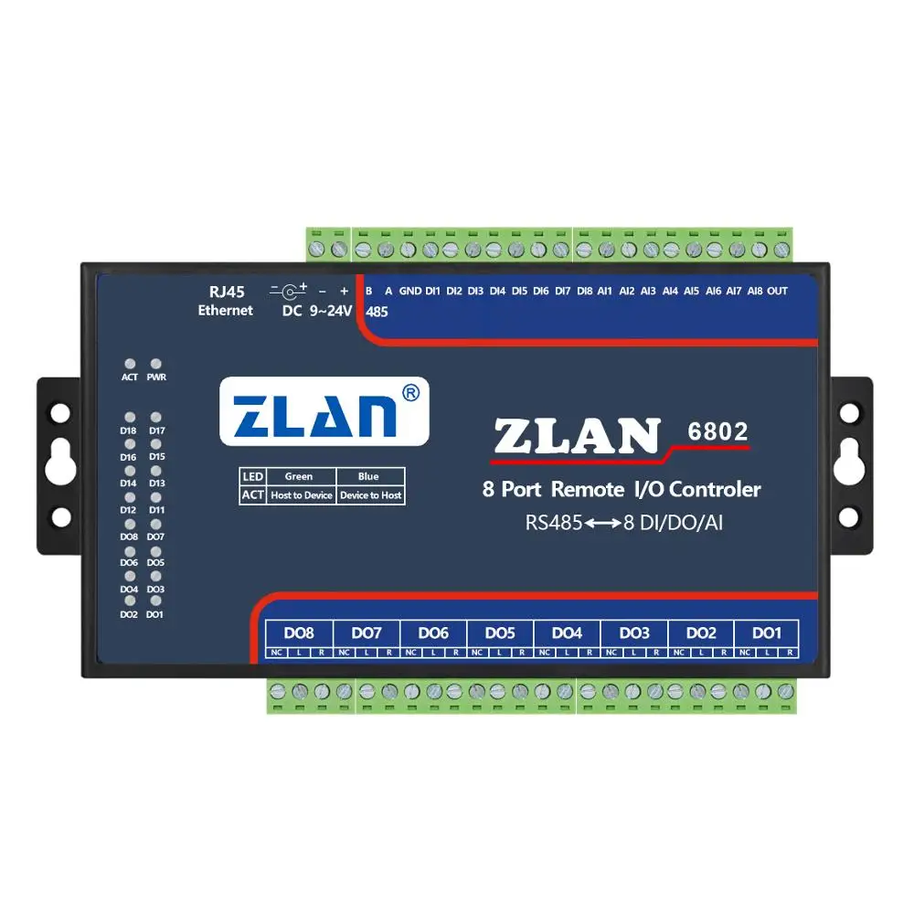 8 каналов DI AI DO RS485 Modbus i/o Модуль RTU/сборщик данных пульт дистанционного управления