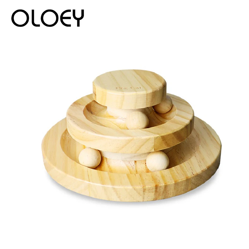 Cena Oryginalne drewniane zabawki do gry w piłkę inteligencja potrójne dyski do zabawy dla szczeniąt kot szalony dysk z piłką interaktywna zabawka 2019 gorąca sprzedaż