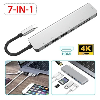 

7 in 1 Type-C to HDMI/TF/SD Multiport Adapter Compatible For Android/Windows/Mac OS XPS Computers More Type C Devices