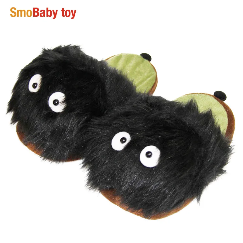

Original Anime My Neighbor Totoro Black Briquette Plush Slippers Winter Indoor Man Women Dust Bunny Cartoon Shoes For Adult Gift