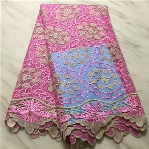 

Wholesale African Tulle Lace Fabric High Quality 2020 French Net Lace Pink Embroidered Nigerian Lace Fabric