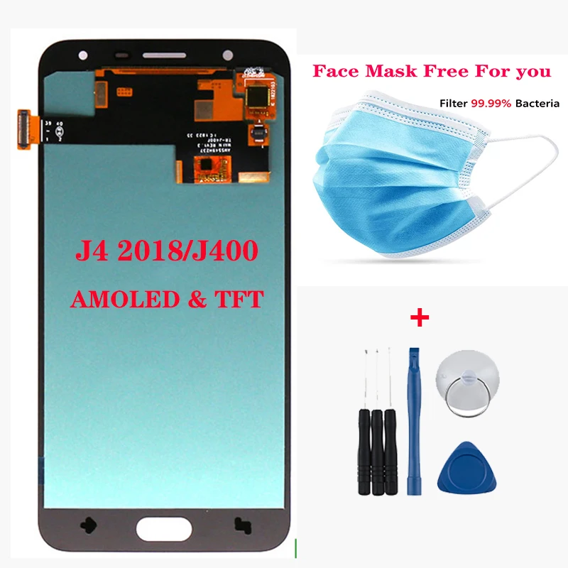 Дигитайзер сенсорного ЖК экрана AAA + AMOLED для Samsung Galaxy J4 2018 J400 J400F сменные тачскрин