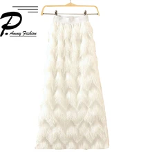 Модная юбка с бахромой, Женская многослойная юбка, осенняя и зимняя новая юбка с высокой талией для похудения