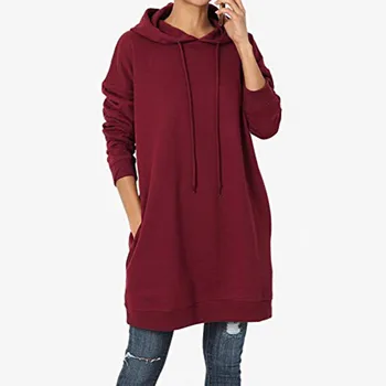 

Women Hoodies Simple Autumn Long Sleeve Solid Color Casual Loose Hooded Tops