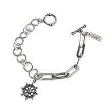 Veryins Стерлинговое Серебро S925 Sivler браслеты Руль Кулон модный тип браслеты для женщин с застежкой